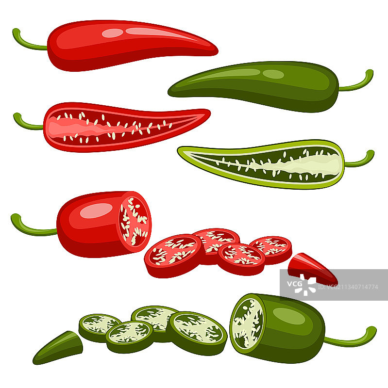 红色和绿色辣椒图片素材