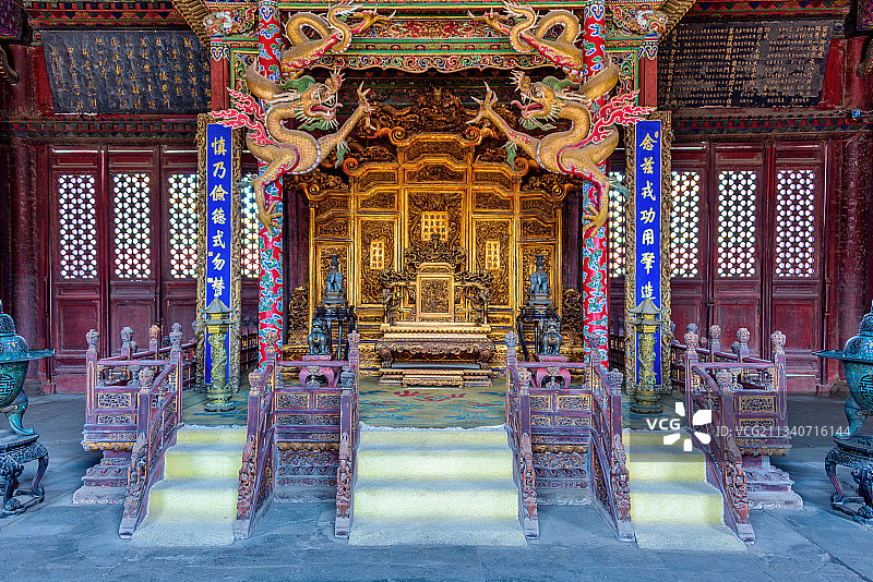 中国辽宁沈阳故宫崇政殿内景图片素材