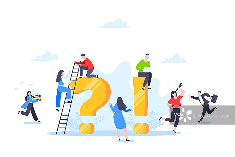 迷你人物的问答概念图片素材