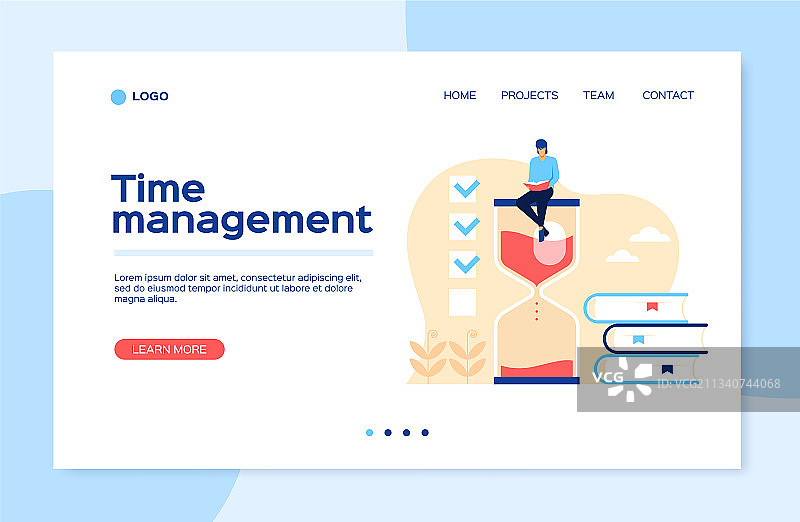 时间管理着陆页，男人坐着图片素材