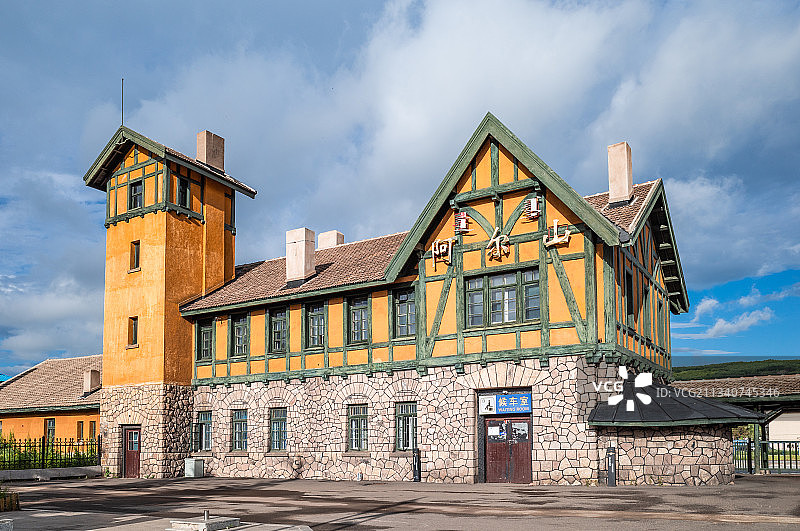 中国内蒙阿尔山的火车站建筑风景图片素材