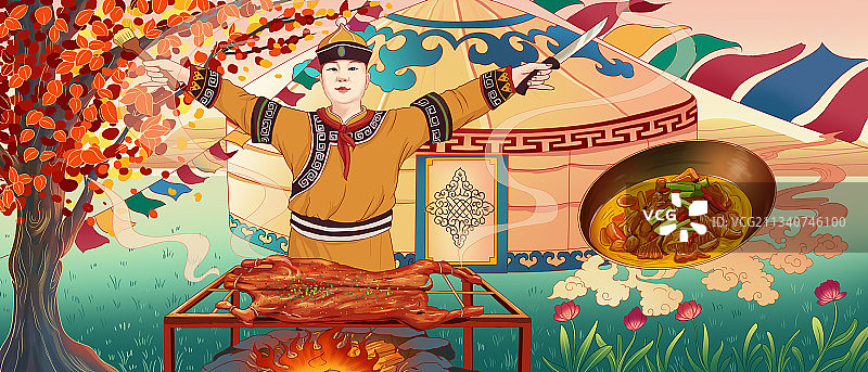 蒙古烤全羊图片素材