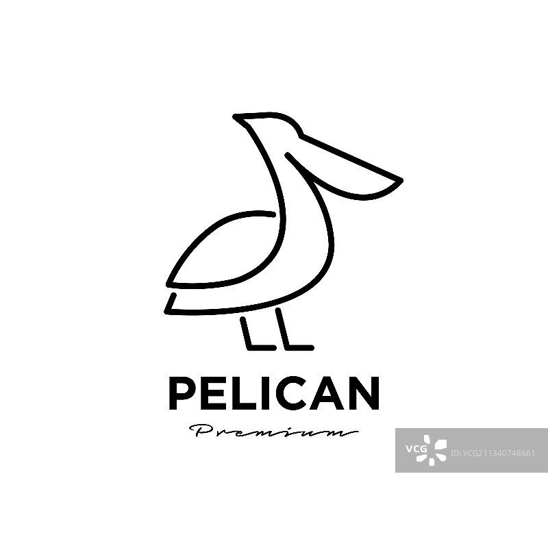 黑色鹈鹕抽象线条logo图标图片素材