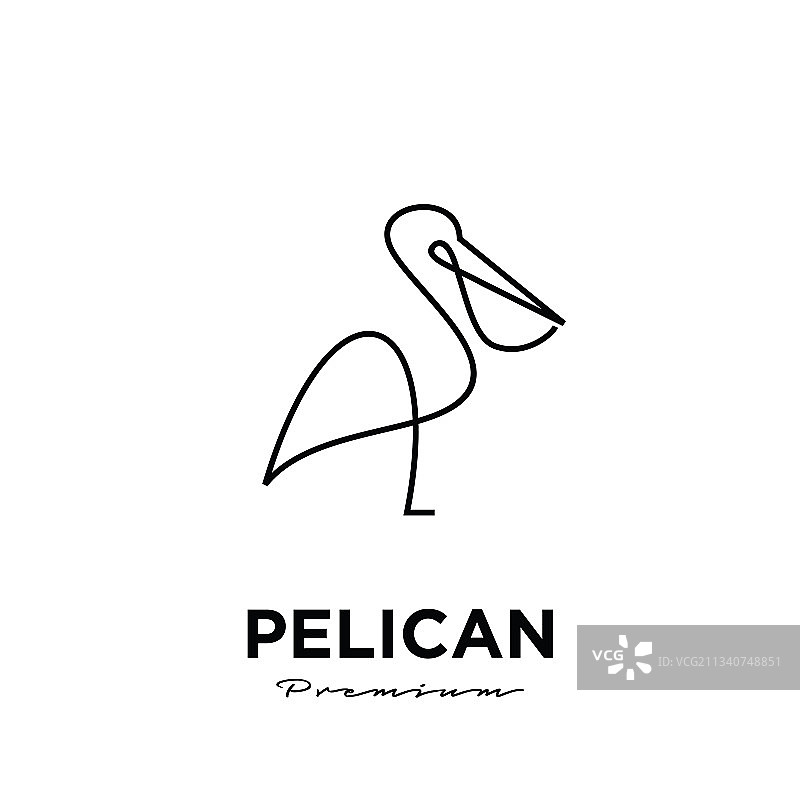 黑色鹈鹕线条logo图片素材