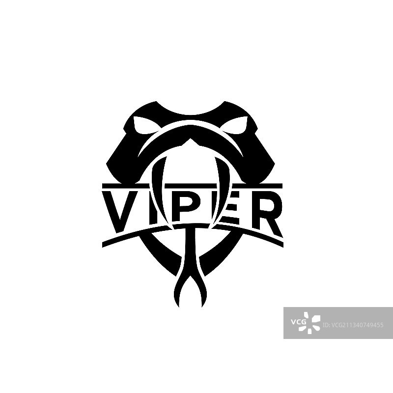 带有V字首字母的现代蝰蛇头标志设计图片素材