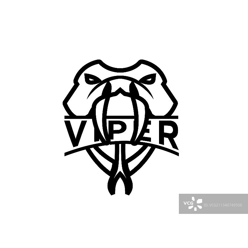 带有V字首字母的现代蝰蛇头标志设计图片素材