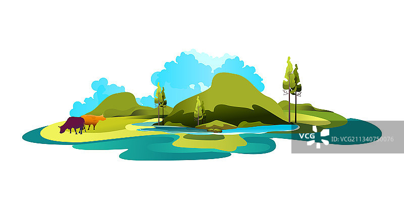 夏季乡村生态牧场风光图片素材