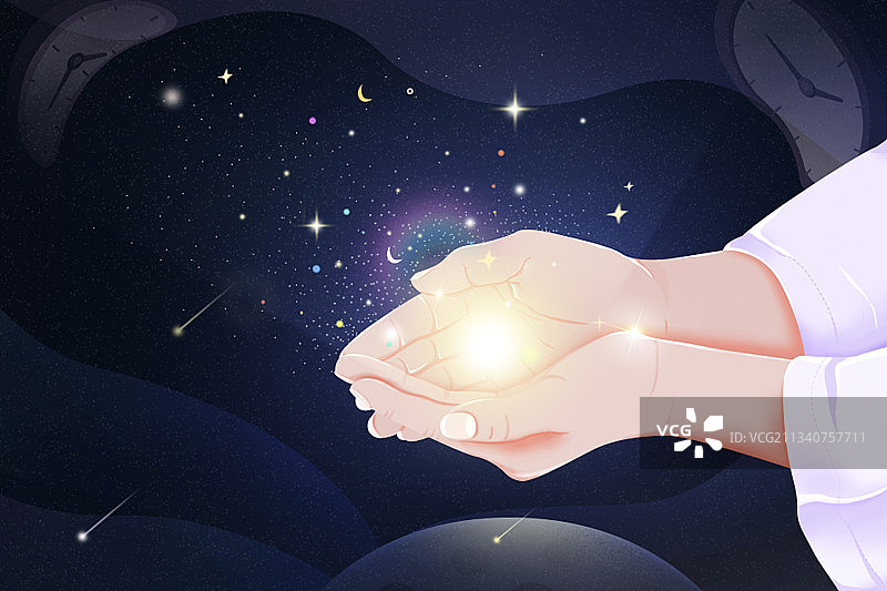 手捧星辰图片素材