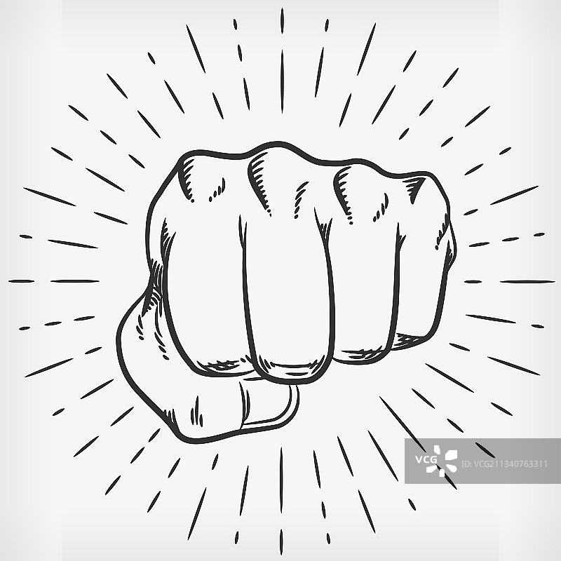 手绘素描：拳头正面涂鸦图片素材