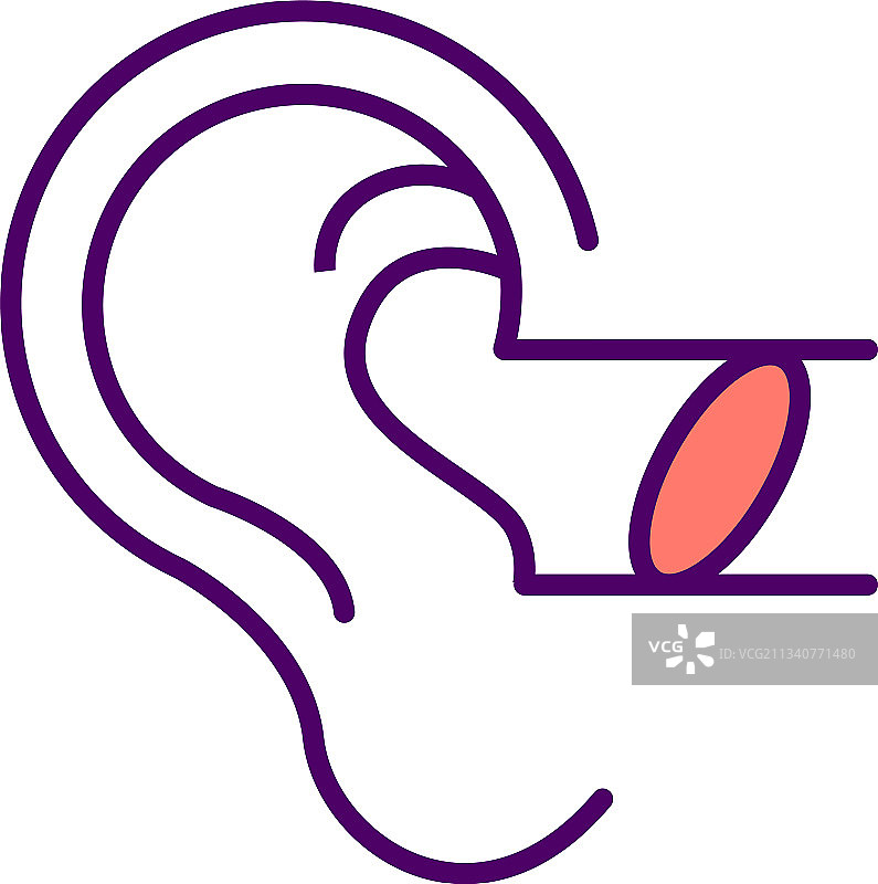 耳朵里的异物RGB颜色图标图片素材