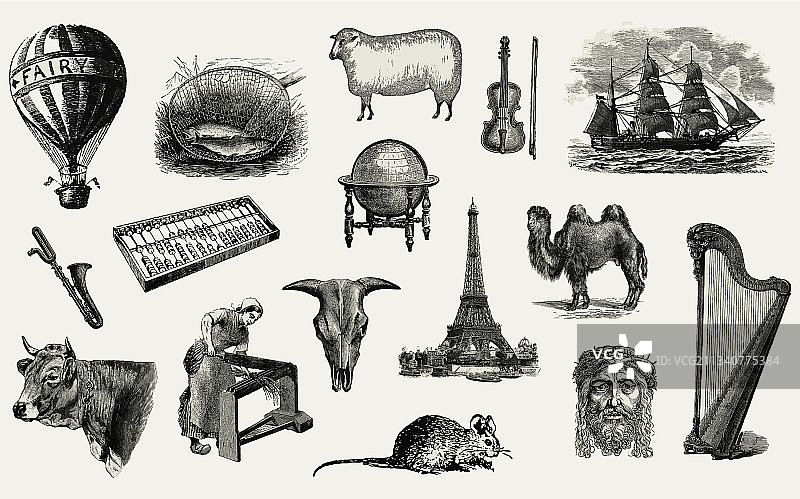 复古欧洲物品图案图片素材