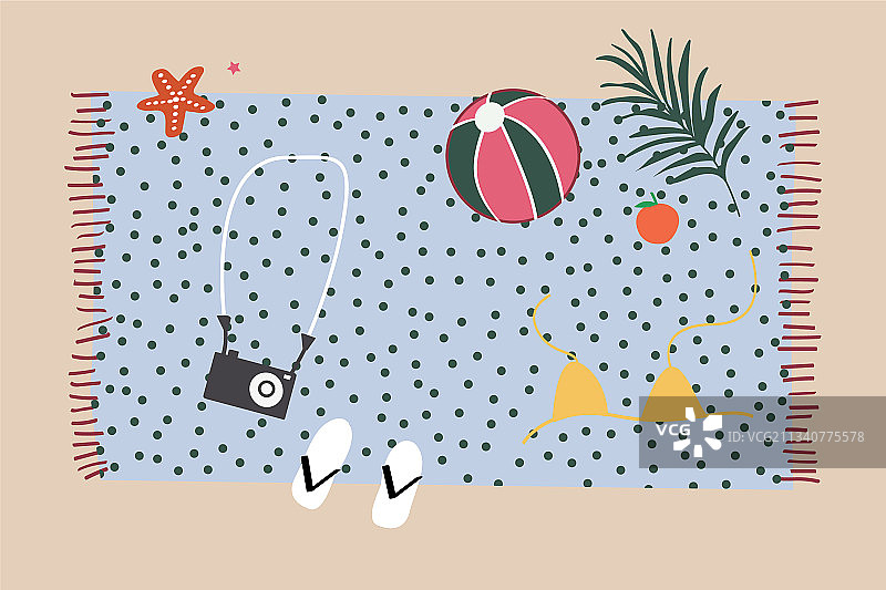 沙滩上的毛巾图片素材