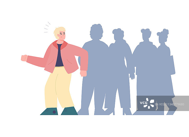 害怕人群或有反社会性人格的男人图片素材