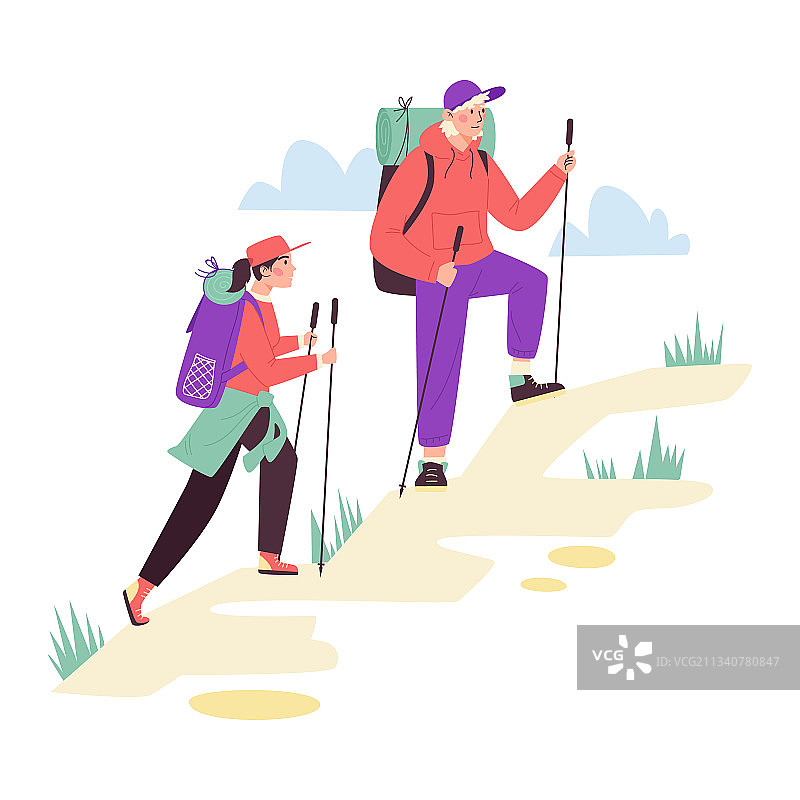 登山情侣图片素材