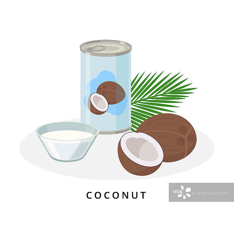 罐装椰奶和碗装植物奶（纯素）图片素材