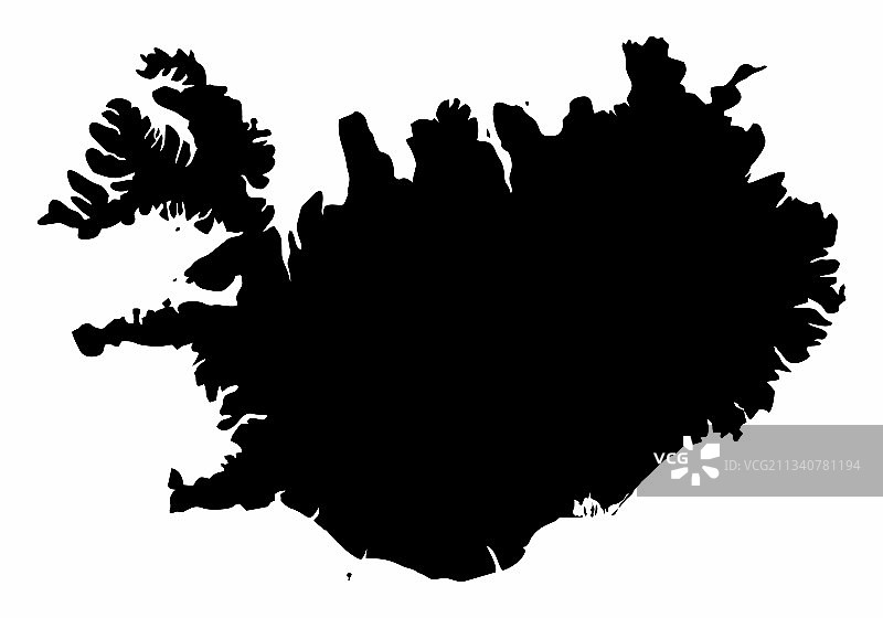 冰岛地图剪影图片素材