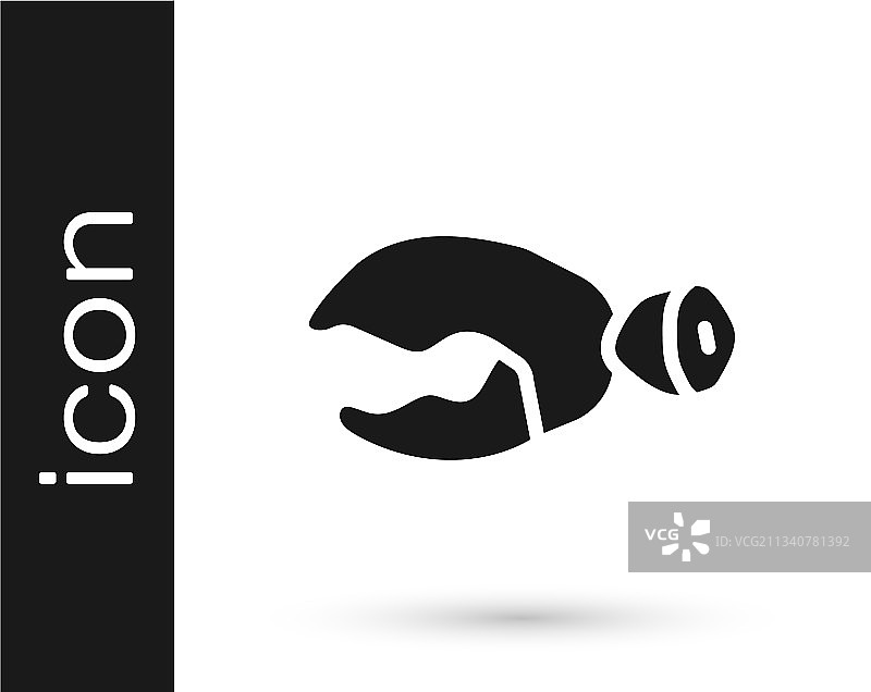 黑色龙虾或螃蟹爪图标（白色背景）图片素材