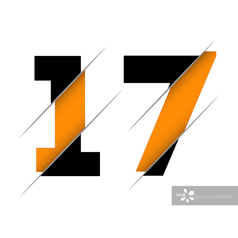 创意切割数字17标志设计图片素材