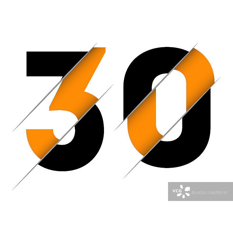 创意切割风格的3030数字标志设计图片素材