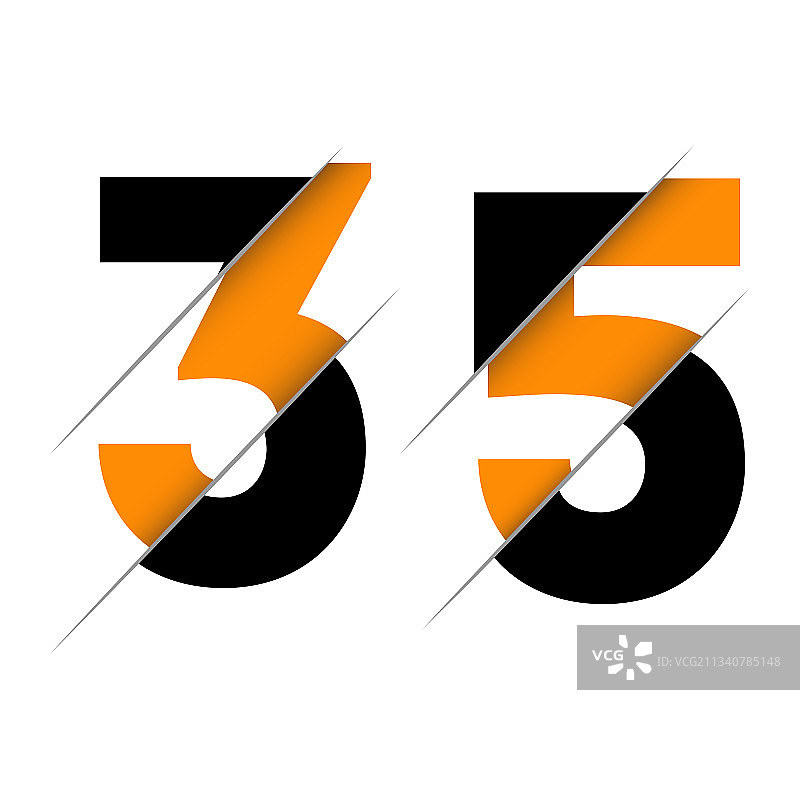 创意切割35数字logo设计图片素材