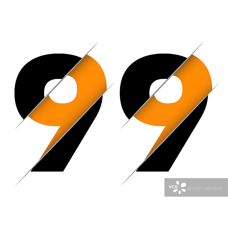 带有创意切割的99数字标志设计图片素材