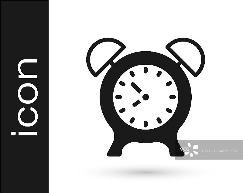 白色背景上的黑色闹钟图标图片素材
