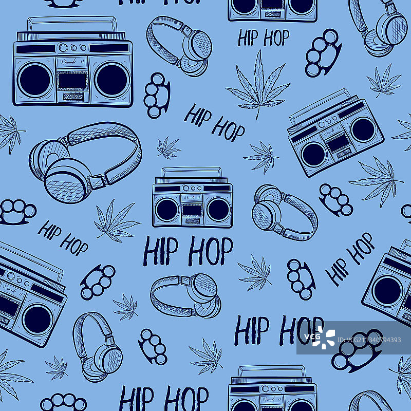 复古嘻哈风无缝图案图片素材