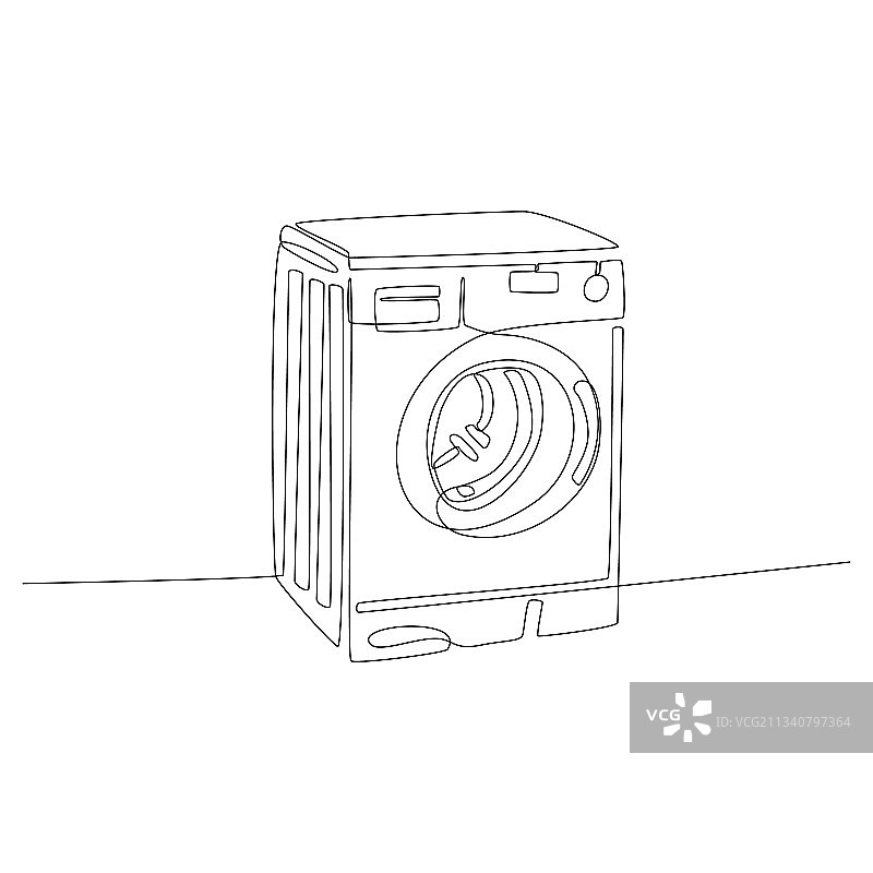 连续线条：洗衣机图片素材