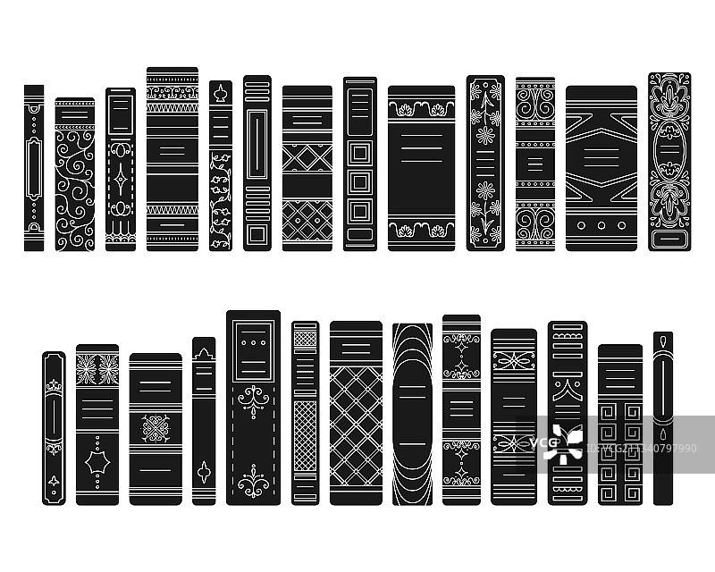 一组复古简约风格书脊图片素材