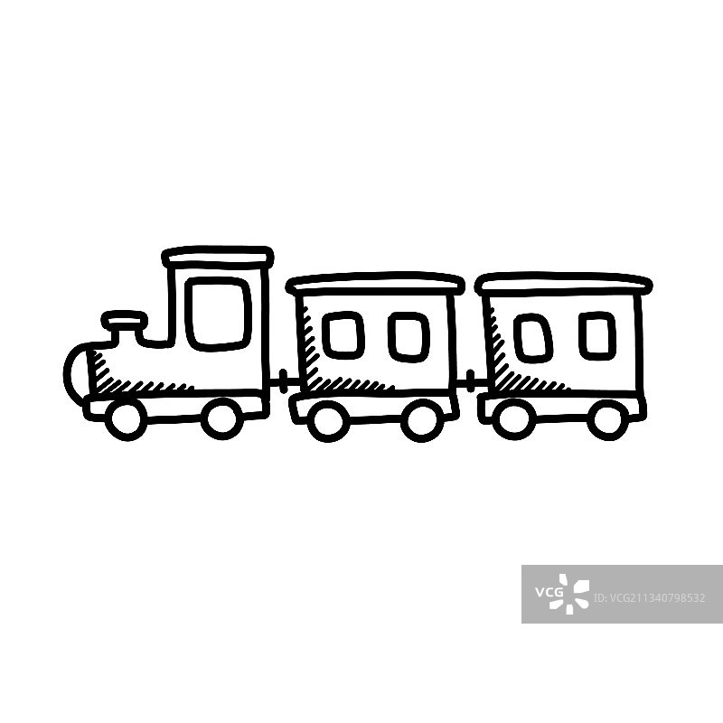 彩色涂鸦玩具火车图标图片素材