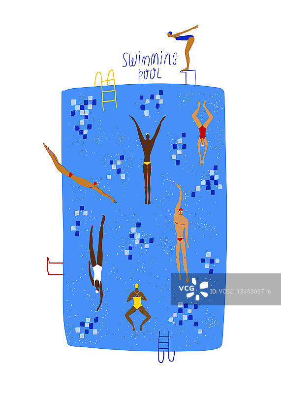 有趣的卡通游泳池图片素材