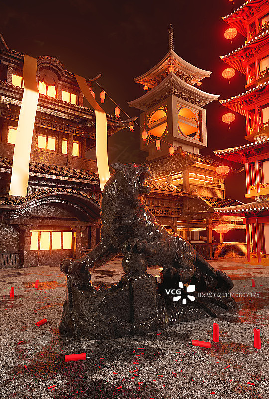 中国风虎年喜庆C4D场景图片素材