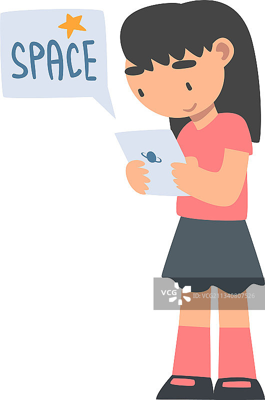 好奇的小女孩在阅读太阳能手册图片素材