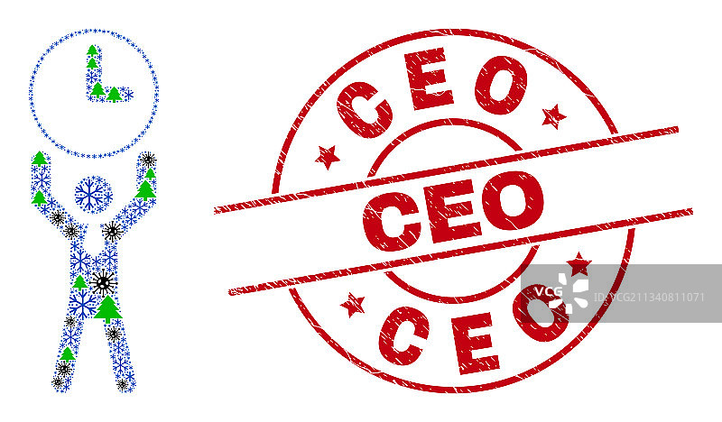 CEO纹理印章和时间管理组合图片素材