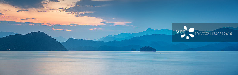 千岛湖水墨山水全景图图片素材