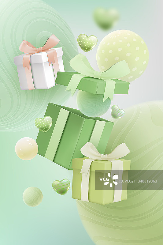 矢量可编辑3D梦幻风格礼物插图图片素材