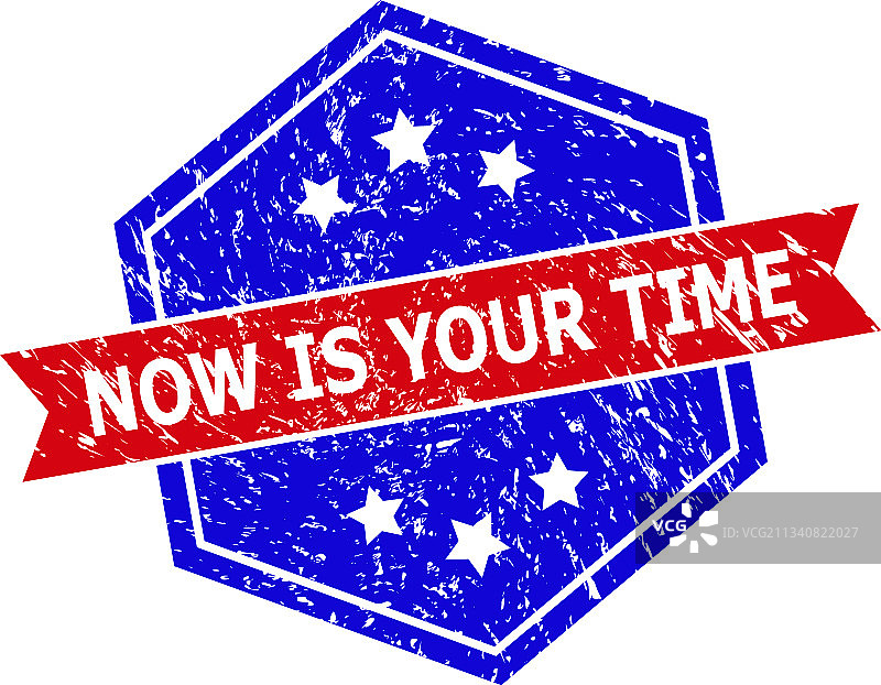 六边形双色把握时机印章图片素材