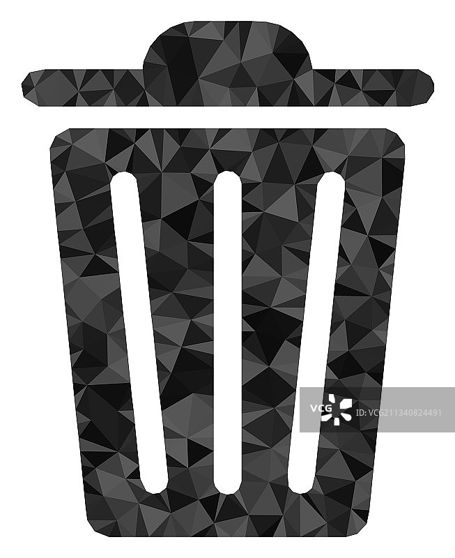 垃圾桶三角形低多边形扁平图标图片素材