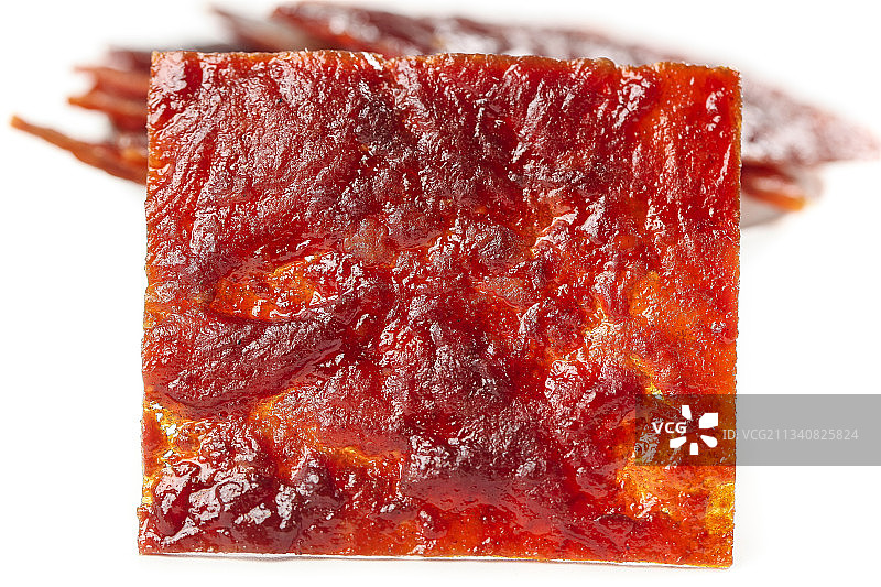 白底上摆放着猪肉脯图片素材