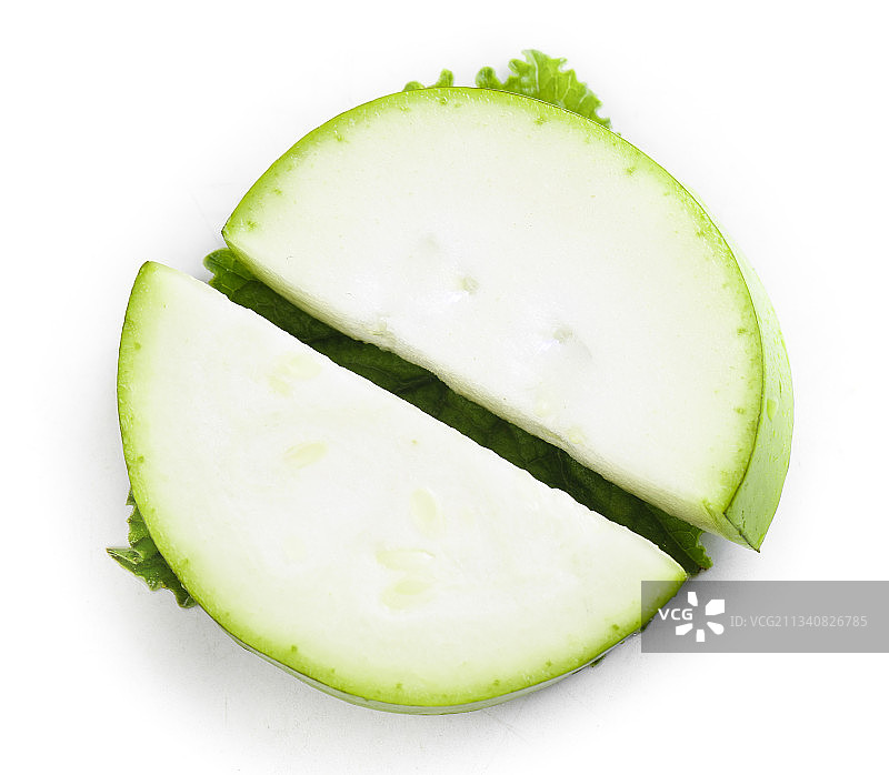 白底上摆放着翠佳瓠瓜图片素材