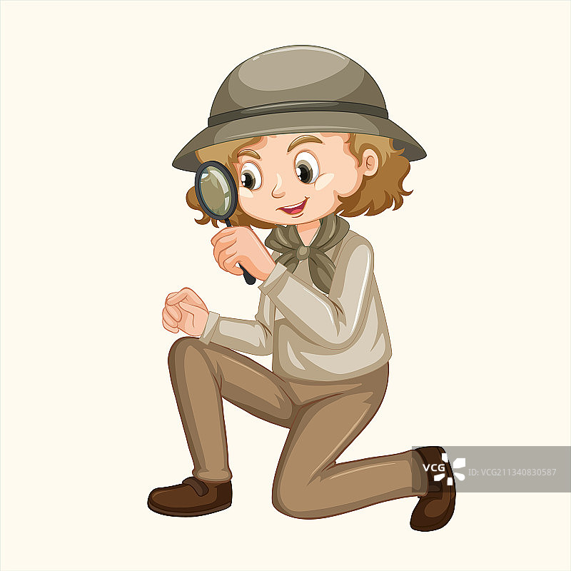 可爱的女孩穿着野生动物园服装图片素材