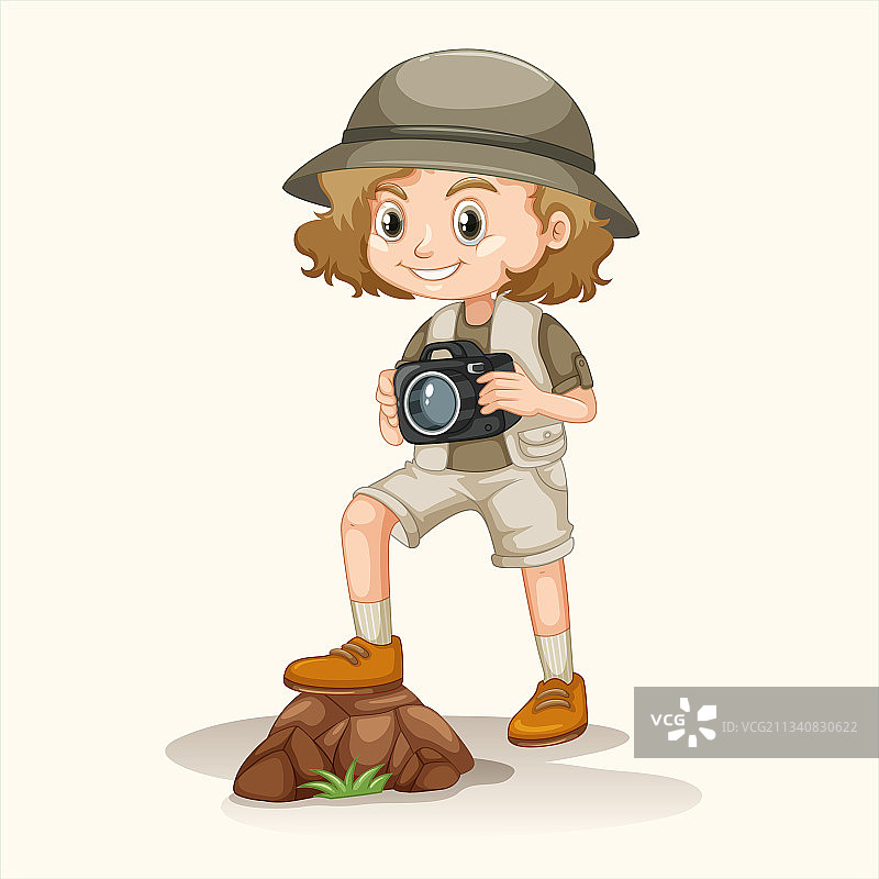 可爱的女孩穿着野生动物园服装图片素材