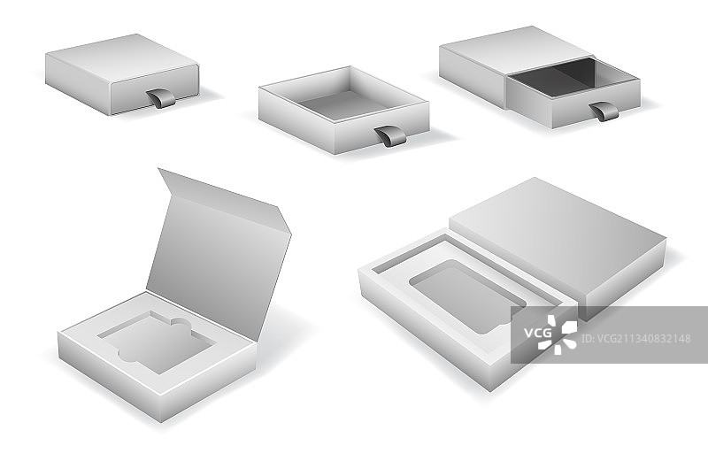 逼真的纸板滑动箱图片素材