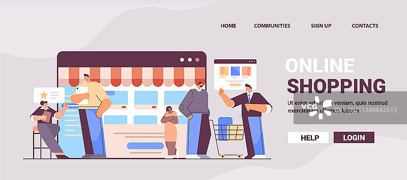 使用在线购物应用的混血人群图片素材