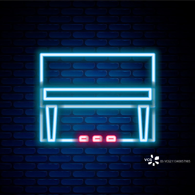 发光的霓虹灯线条大钢琴图标图片素材