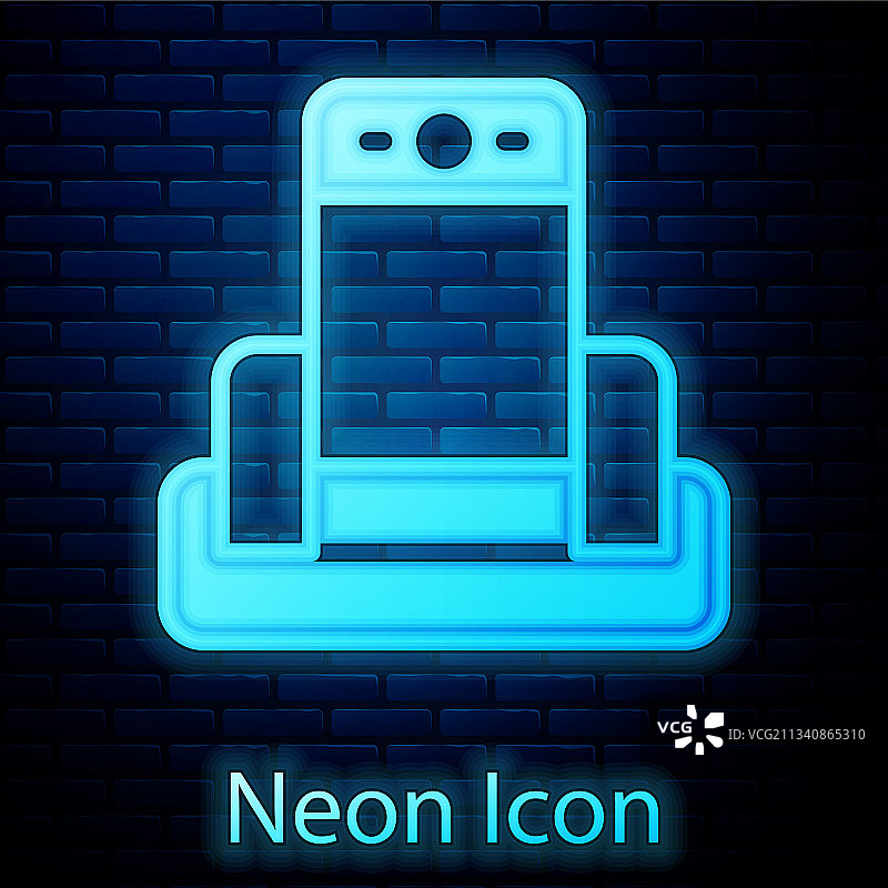 机场图标中发光的霓虹金属探测器图片素材