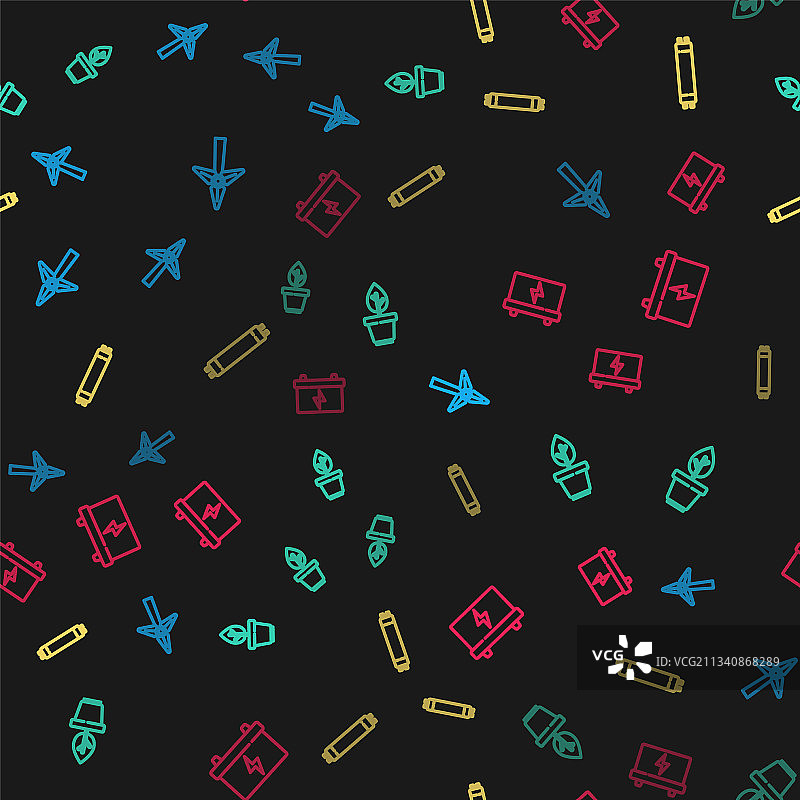 风力涡轮机盆栽荧光灯组合图片素材