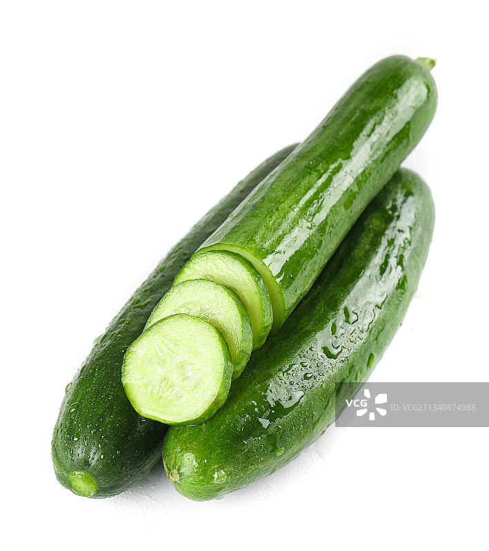 白底上放着新鲜水果黄瓜图片素材