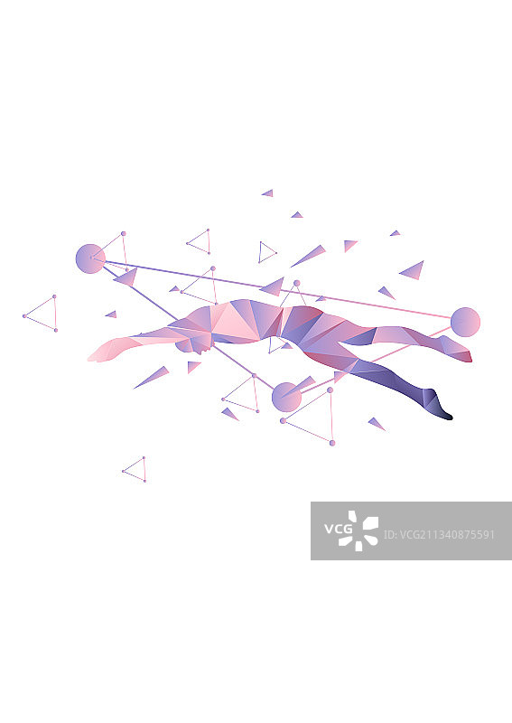 抽象风运动人物游泳配色1图片素材