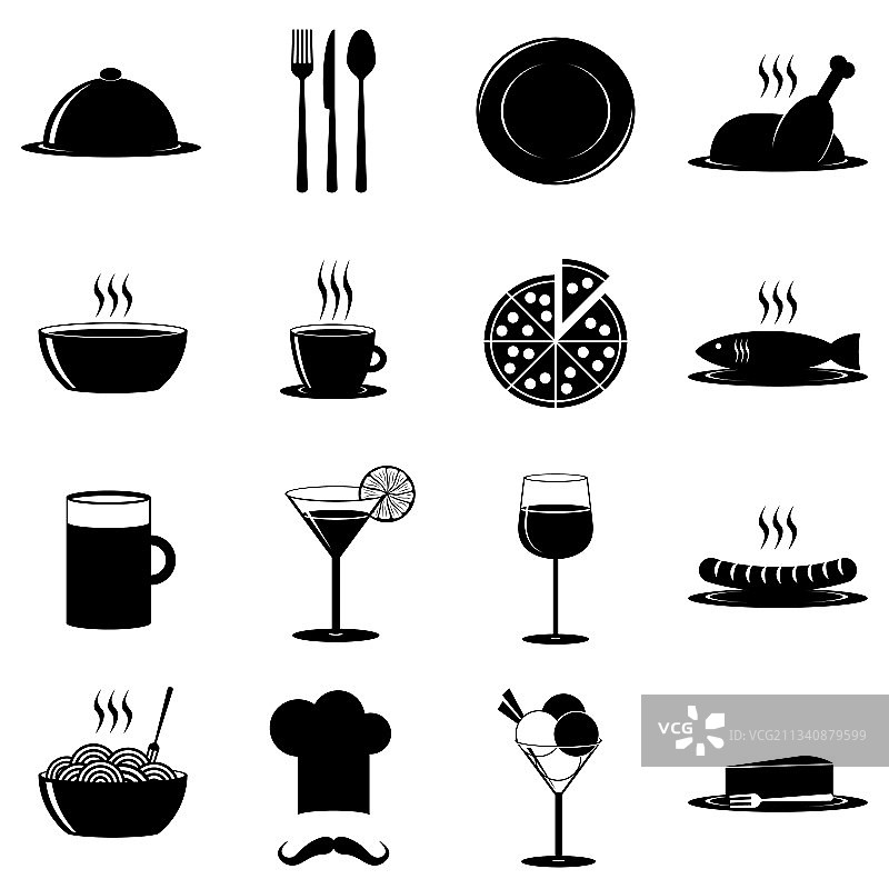 餐厅美食饮品象形图图片素材